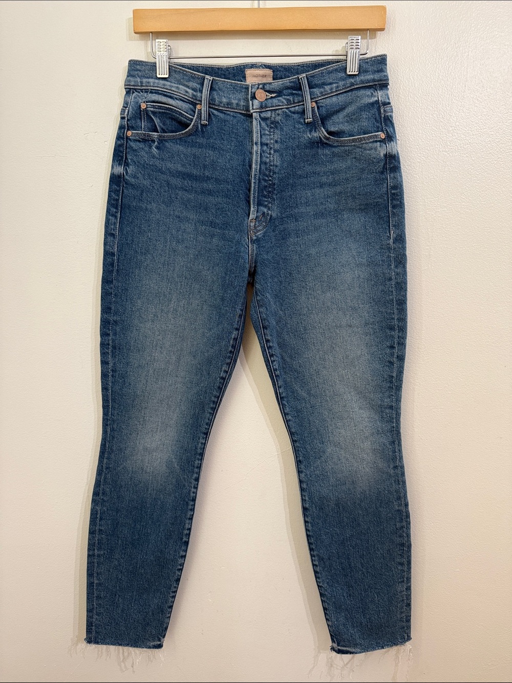 Mother The Stunner Ankle Fray Jeans Womens Size 28 Denim Mid Wash - Picture 2 of 13